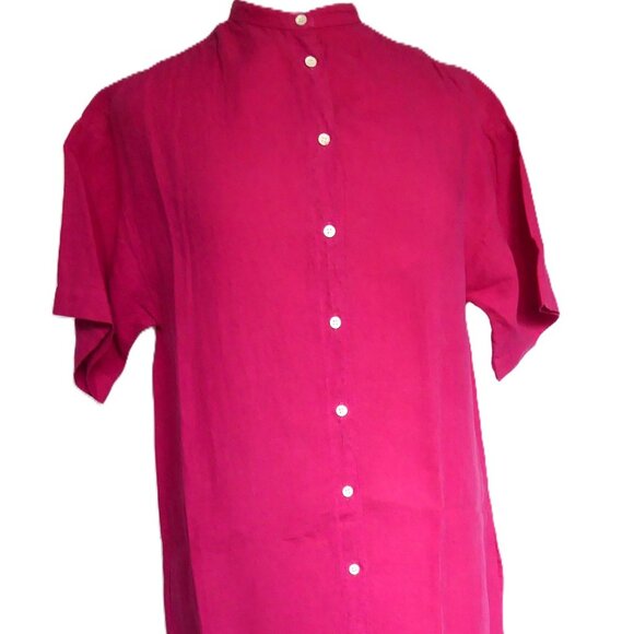 Hartford 100% Linen Richa Dress Fushia Pink Maxi Button Down Shirt Dress Size S - Picture 1 of 13